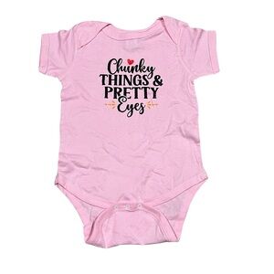 Rabbit Skins “Chunky Things & Pretty Eyes” Pink Onesie – Size 24 Months